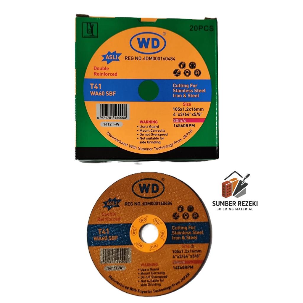 1 Box (20 pcs) WD Cutting Wheel 4" x 1.2 mm  T41 WA60 SBF batu potong