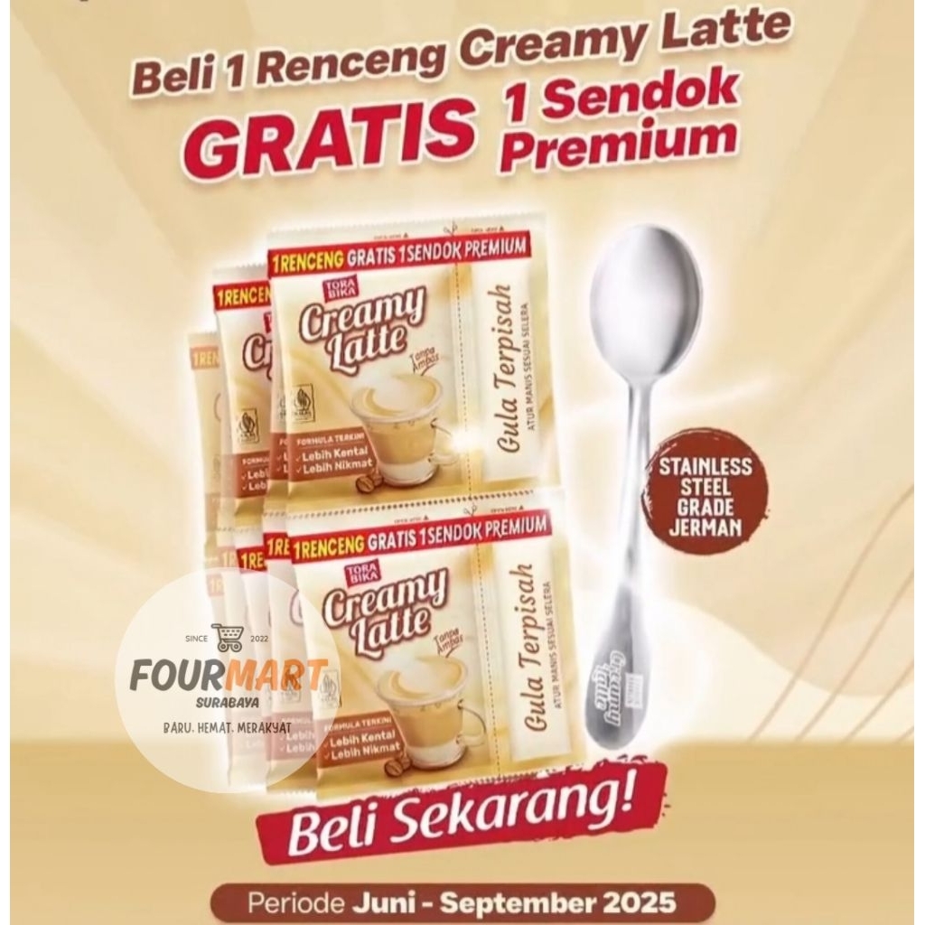 RENCENG Torabika Creamy Latte - Kopi Promo 10 Sachet/1 Renteng Torabika Creamy Latte + Gratis 1 Send