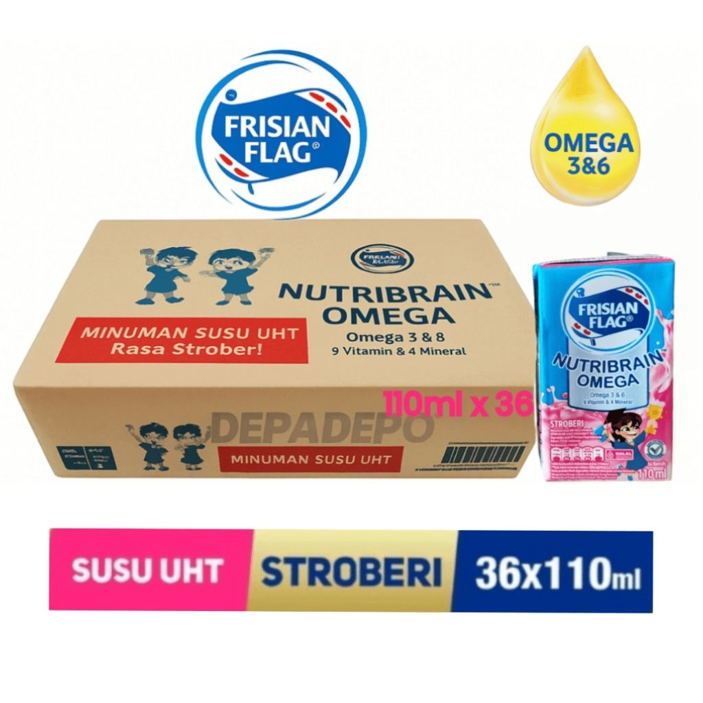 

Frisian Flag Susu UHT Kotak 110ml 1 Dus Isi 36 Pcs | Susu Siap Minum Rasa Stroberi