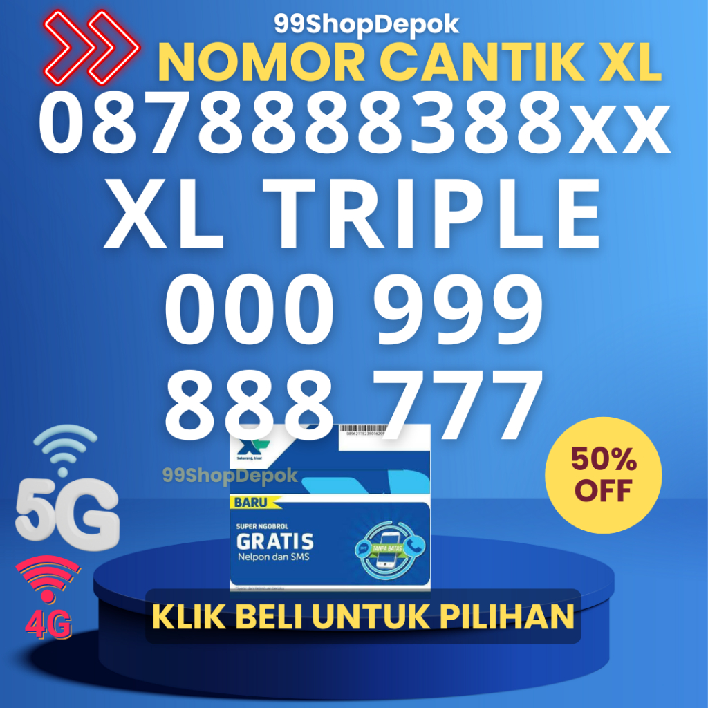 Nomor Cantik XL Kode 55.1 - Nomer Cantik XL Triple 000 999 888 777 Kartu Perdana XL 4g Nomor Cantik 