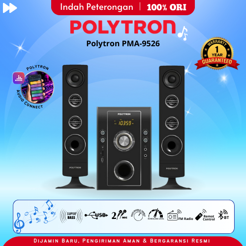 SPEAKER MULTIMEDIA POLYTRON PMA 9526/SOUND BLUETOOTH PORTABLE/SPEAKER SUBWOOFER/SPEAKER MULTIMEDIA M