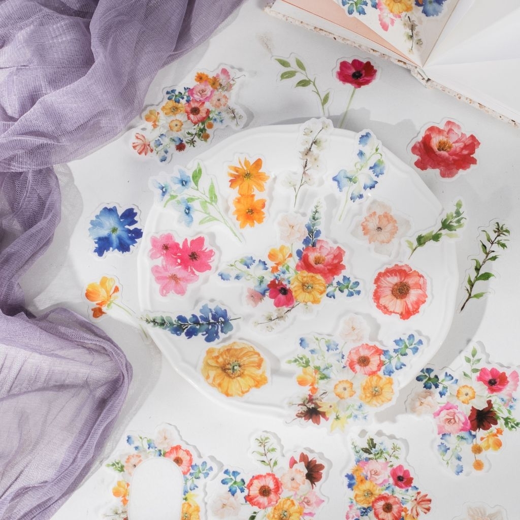 

25pcs washi paper sticker watercolor flower HaGD jurnal diy