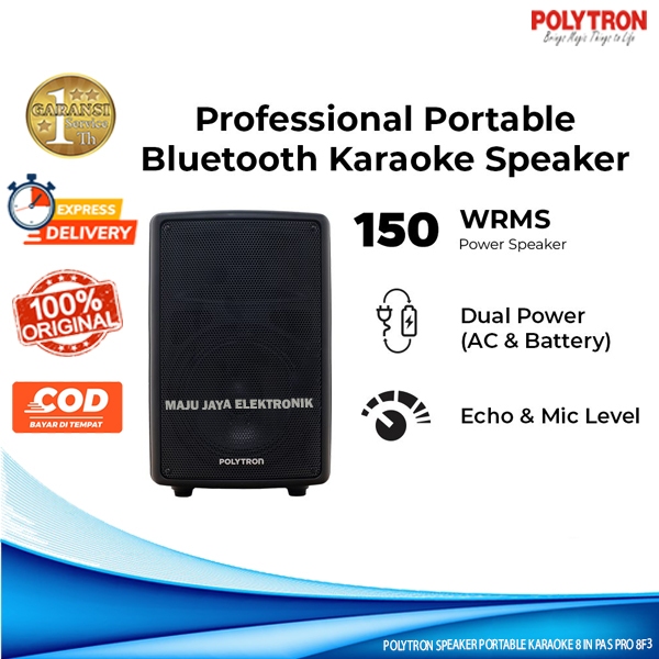 Speaker POLYTRON PAS PRO8F3 8 IN KARAOKE Bluetooth USB Super Bass Speaker Meeting