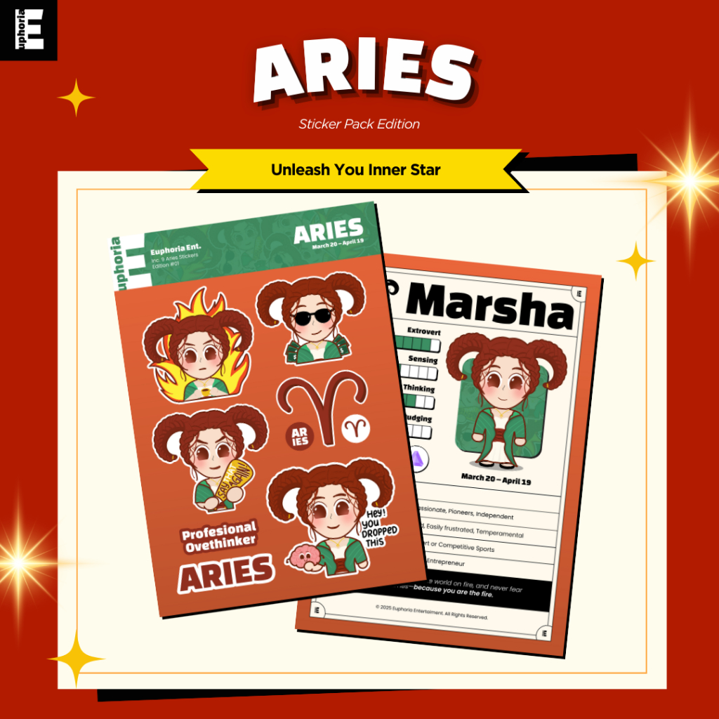

Aries Sticker Pack Zodiac / Stiker vinyl dekorasi laptop waterproof kartun perempuan scrapbook