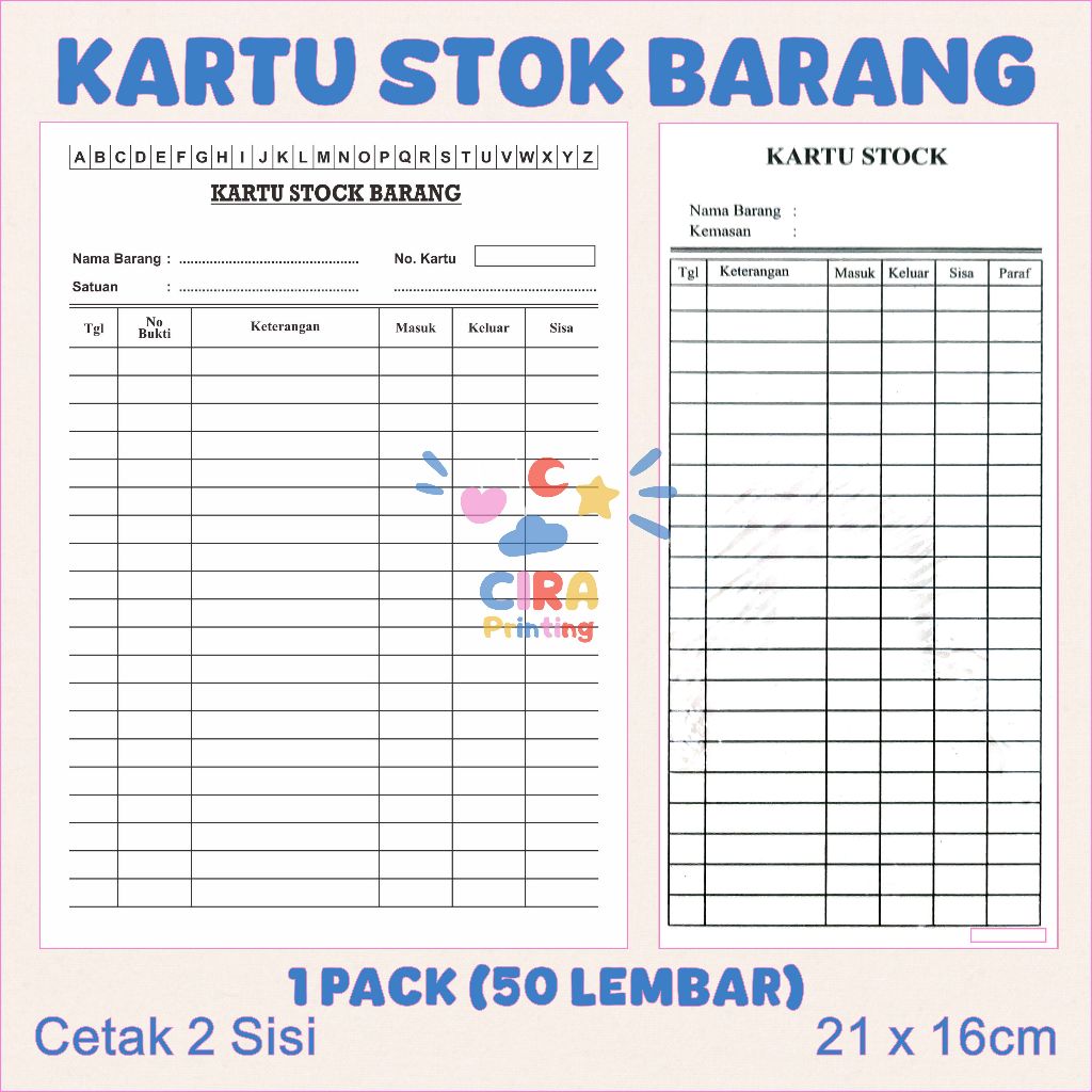 

Kartu Stok Barang & Obat Bolak Balik 50 Lembar | Kartu Stok Gudang ATK