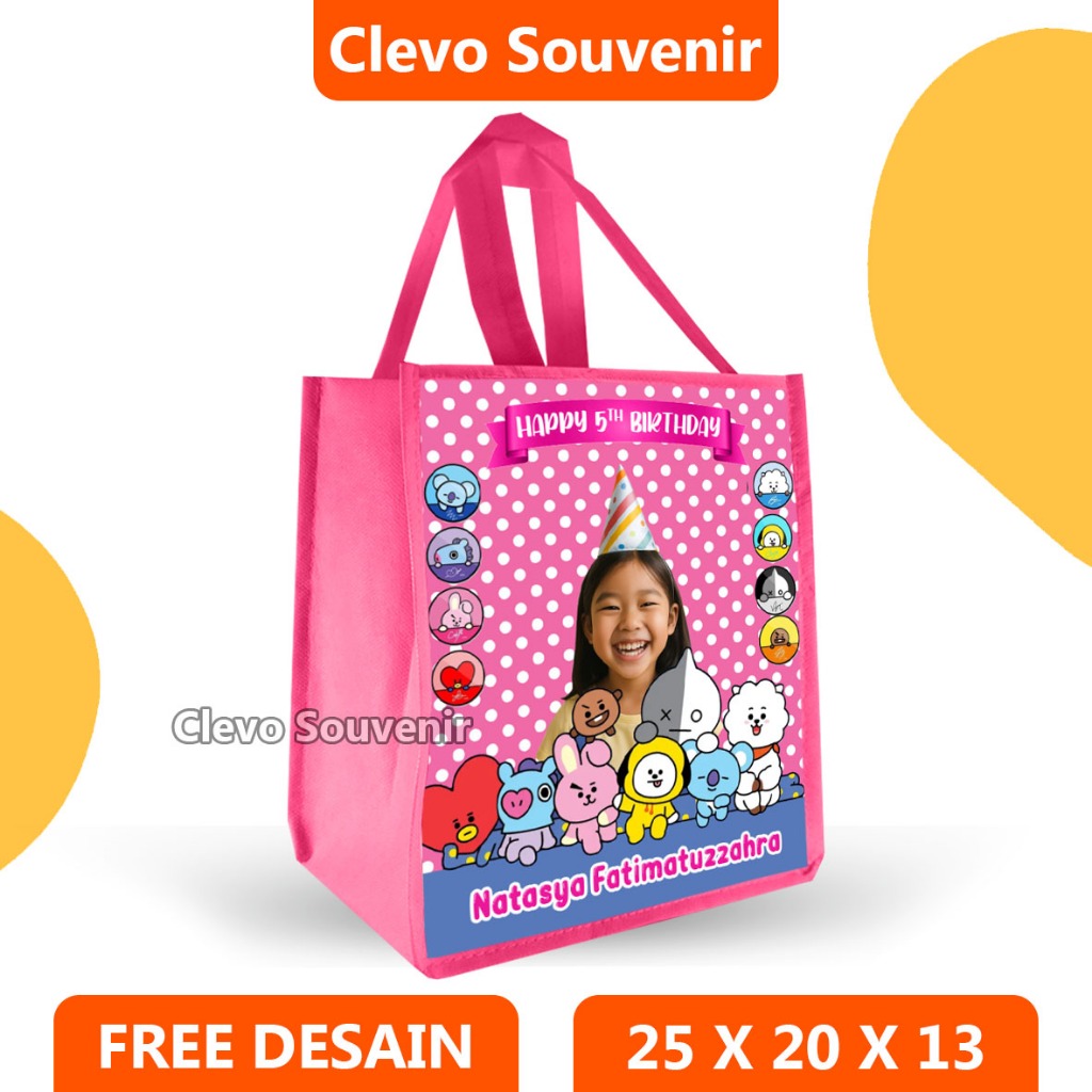 

Tas Goodie Bag Ultah Anak Custom Muat Box KFC Kartun BT21