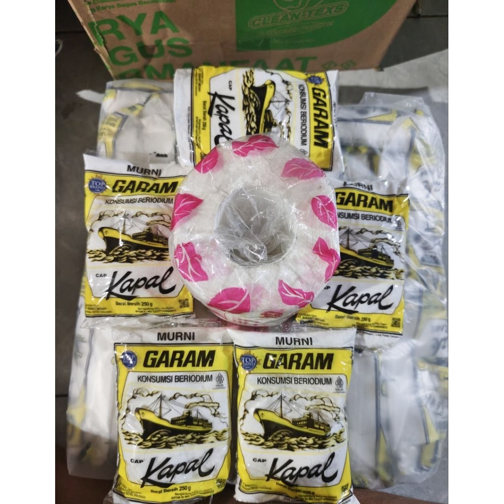 

garam kapal asli 250gr 5pcs free tisu bulat 1pcs