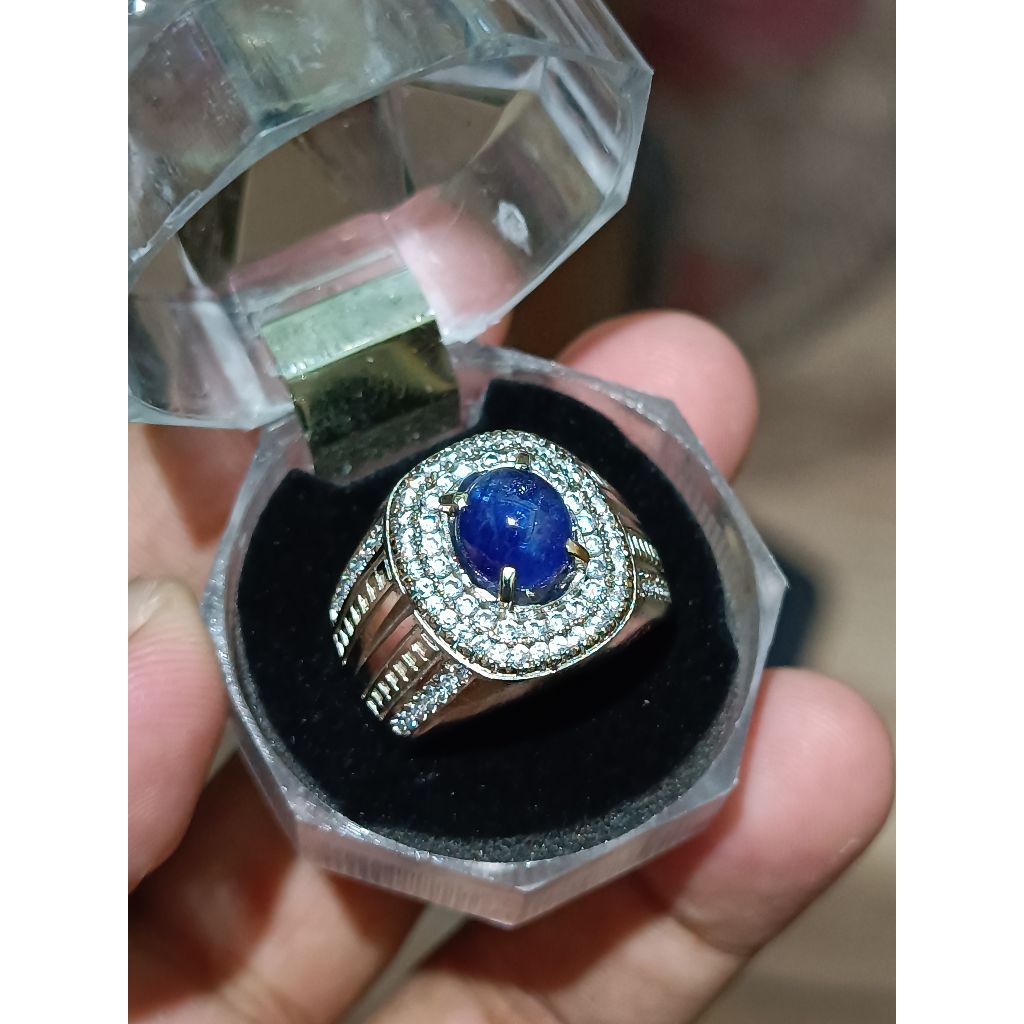 cincin batu blue safir natural