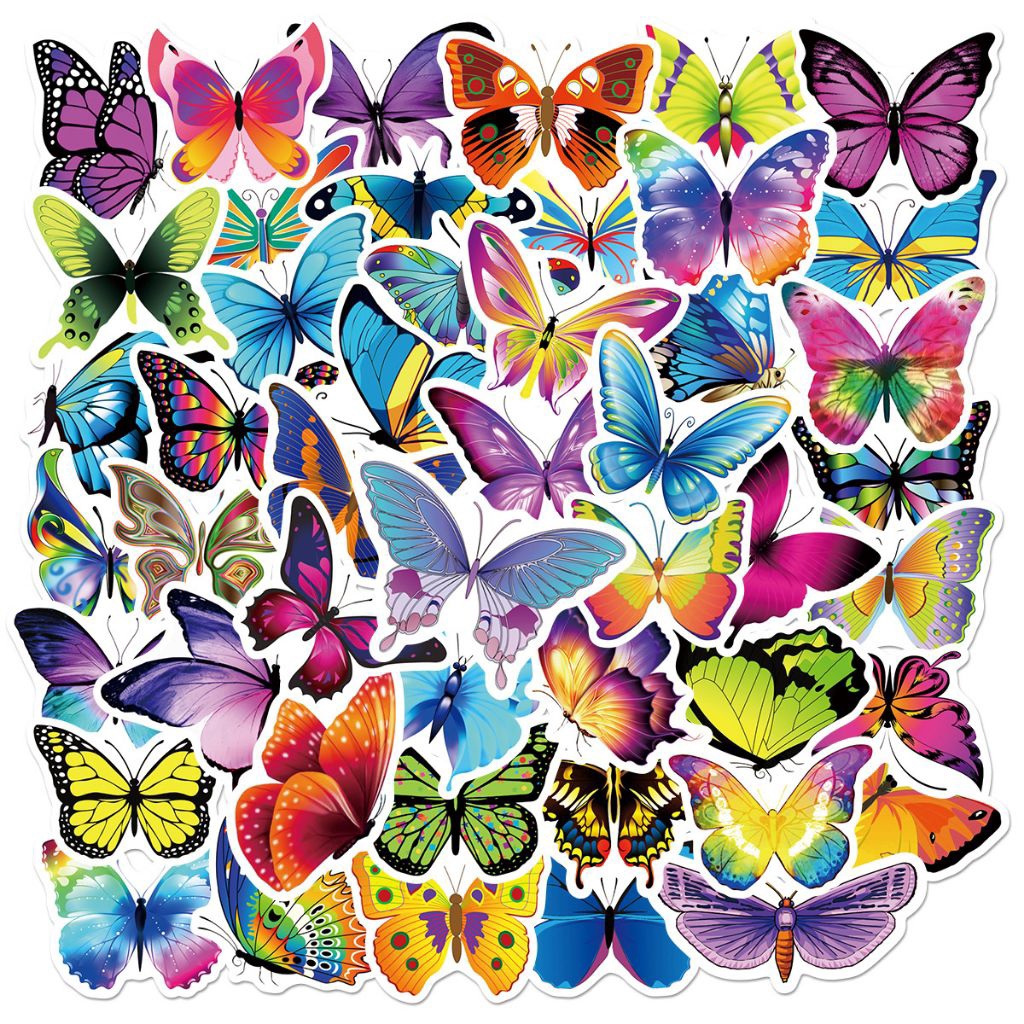 

[50 Pcs] DECO STICKER | STICKER DIY | JURNAL AESTHETIC [DS-158] BUTTERFLY KUPU-KUPU Animal Hewan Karakter Cartoon Sticker Koper, HP Laptop Tumbler Komputer