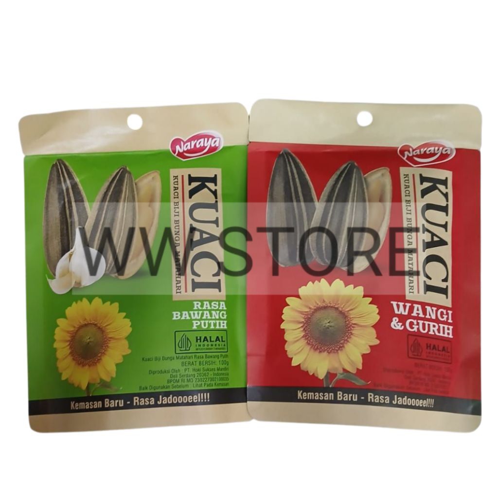 

Kuaci kwaci biji bunga matahari rasa asli bawang putih WANGI & GURIH halal MUI Naraya Original Garlic Sunflower Seed Seeds snack snacks 100g