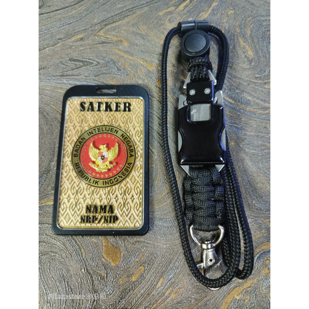 

plat lencana id card holder lanyard tali custom logo bin badan intelijen negara