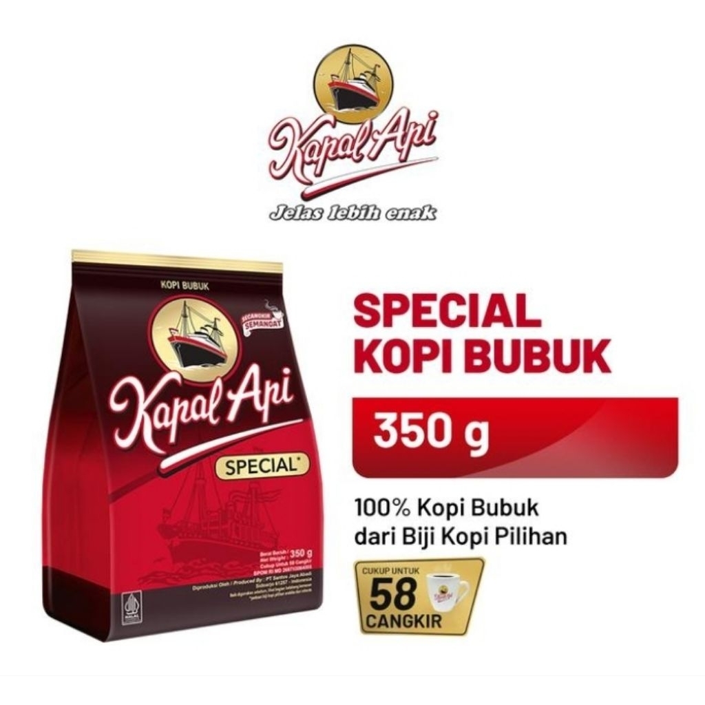 

Kapal Api Special Merah Bag ( 1 x 350 ) gr