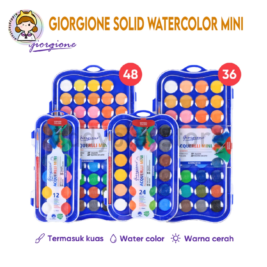 

Giorgione Cat Air Watercolor Paint Set Cat Padat Solid Paint 12/24/36/48 Warna G-T / Watercolor