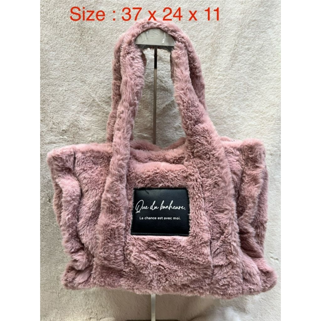 Tas Fashion Wanita Tote Bulu Preloved Sec0nd | Tas Tote Bulu Boneka Lembut Sec0nd Pre♥️ warna Dusty 