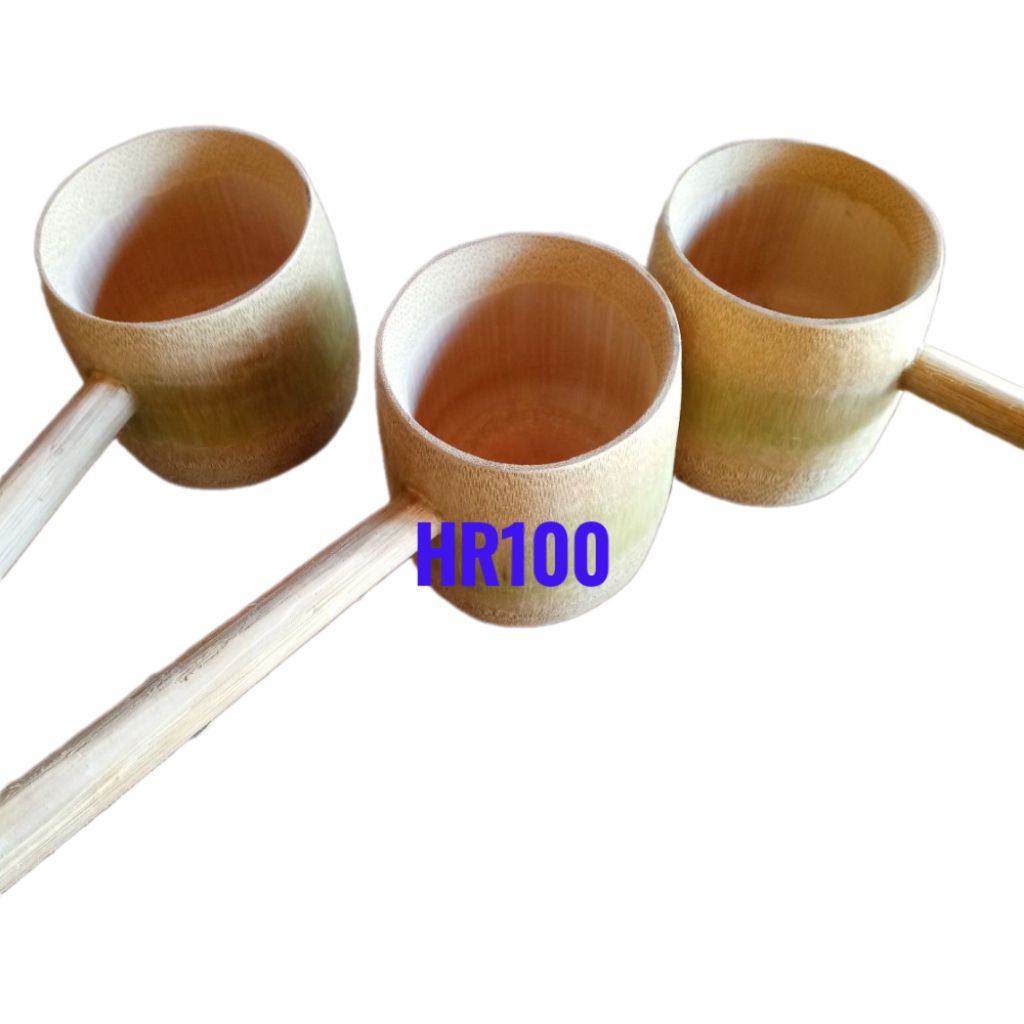 Paket 3 buah gayung air dari bambu, aksesoris air kerajinan bambu natural alami