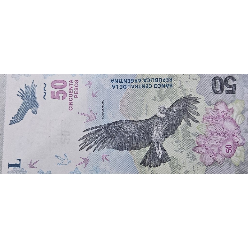 Uang Asing Negara Argentina 50 Peso Tahun 2018 Kondis UNC GRESS Design Cantik