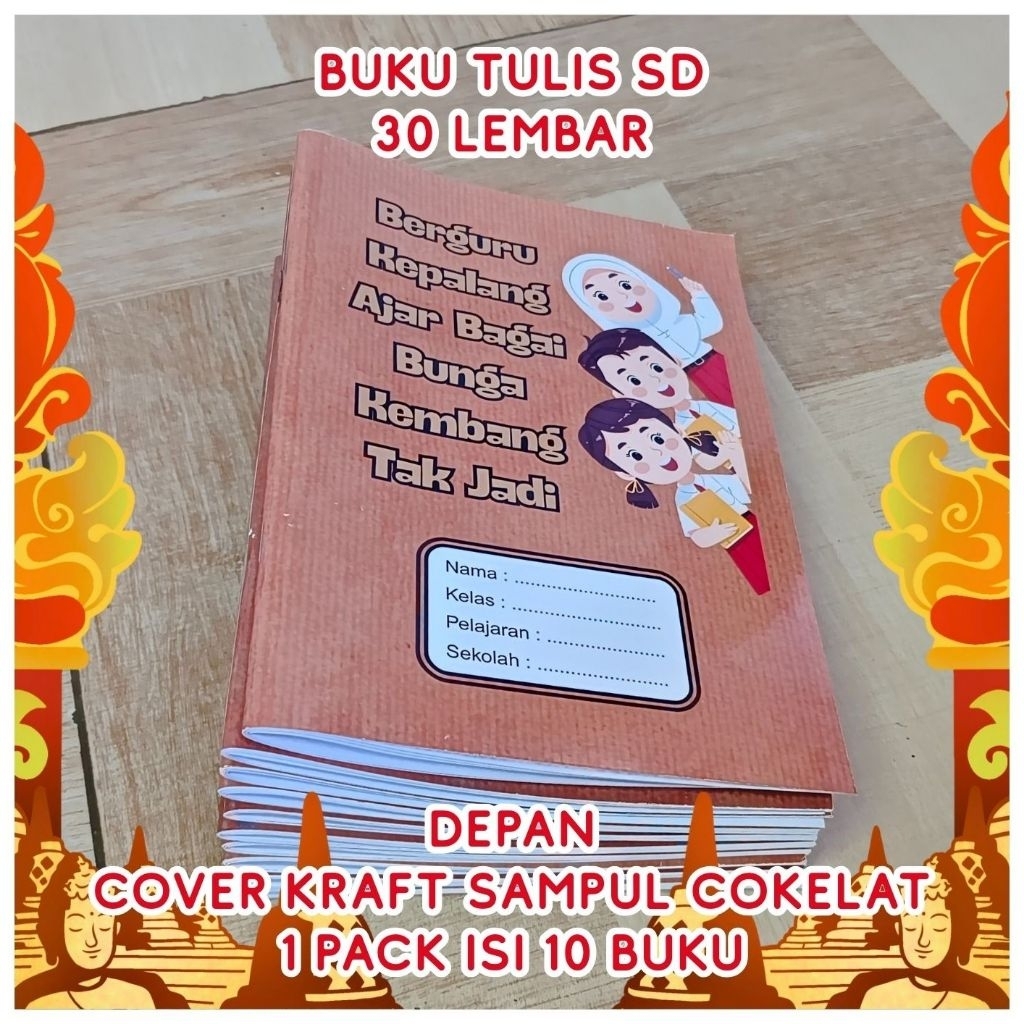 

Buku Tulis Anak SD MI Cover Kraft Cokelat Karakter Berkualitas Murah 1 Pack Isi 10 Buku