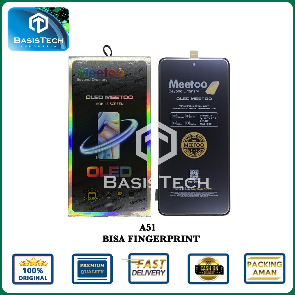 LCD FOR SAMSUNG A51 - A515 ORIGINAL OLED +FRAME - BISA FINGERPRINT - MEETOO