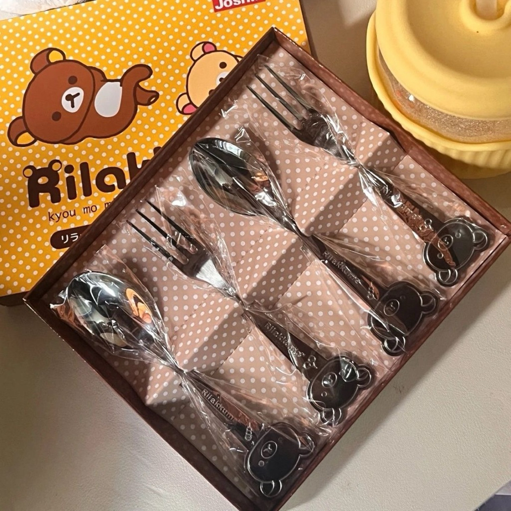 [PREORDER] Sendok & Garpu Rilakkuma Stainless Steel – Aman untuk Anak & Lucu