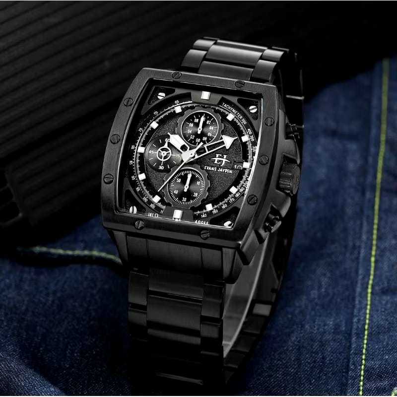 Jam Tangan Pria Original 100% Evans Jayden 9463-1 Rantai Stainless Steel Elegan Crono Aktif Anti Air