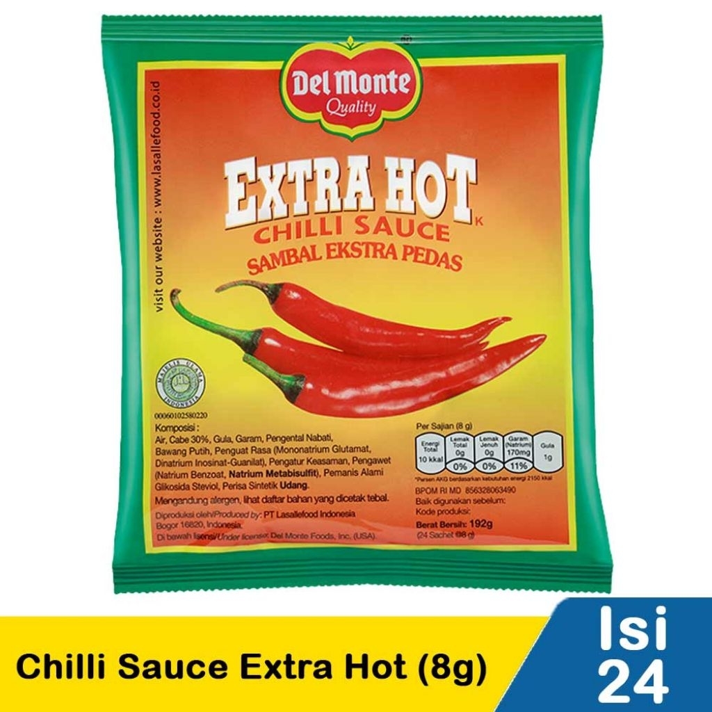 

delmonte chilli sauce extra hot 24x8g