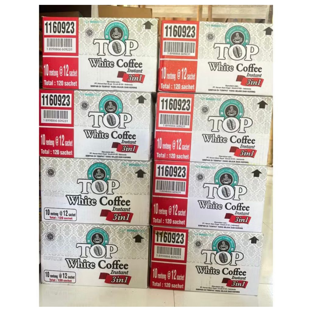 

1 karton TOP WHITE COFFEE isi 120sachet ( 10 x 12 x 21g ) ( bonus 1gelas top )
