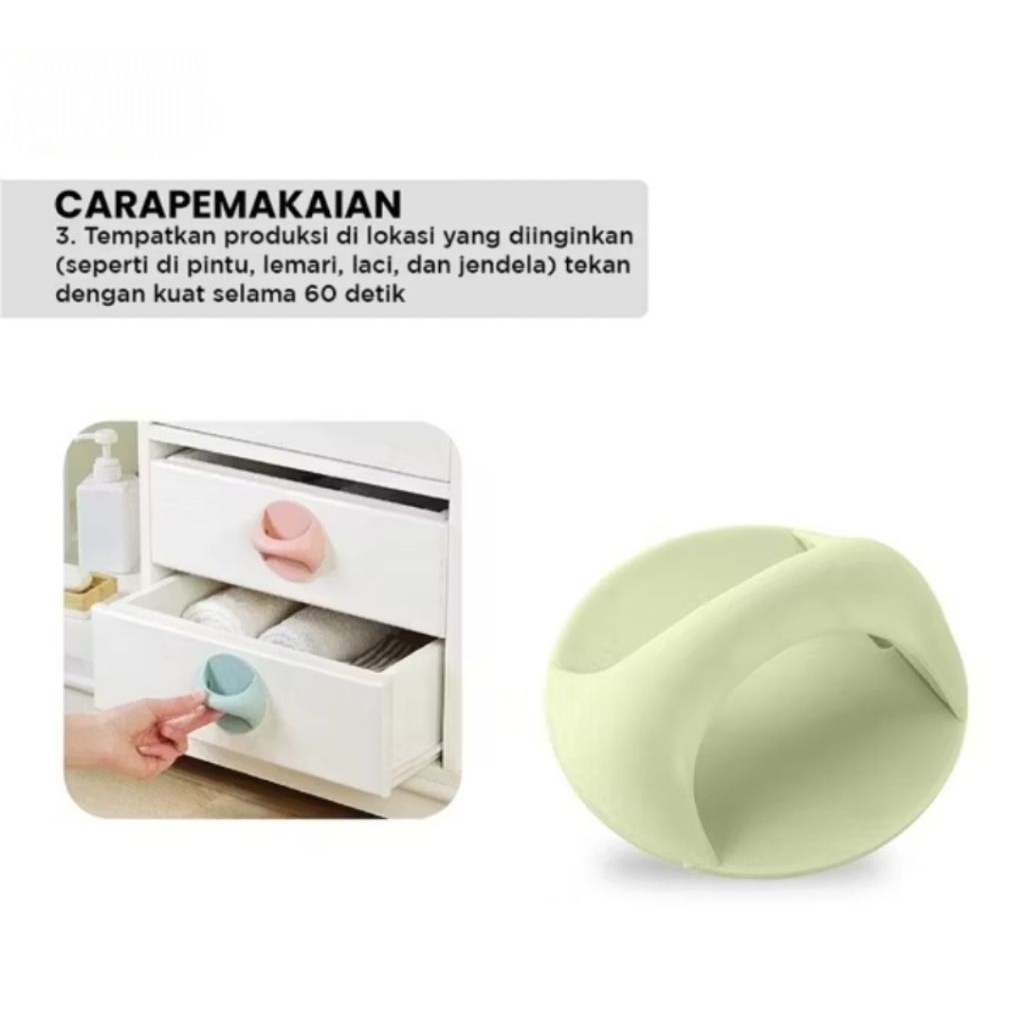 Pegangan Pintu PVC Tempel Lemari Pakaian / Laci / Tarikan Pintu Kamar Mandi Handel Multifungsi