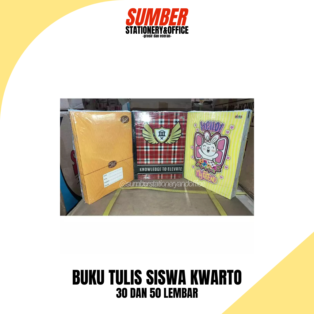 

BUKU TULIS SISWA 30/50 LEMBAR - KWARTO [Pendek]