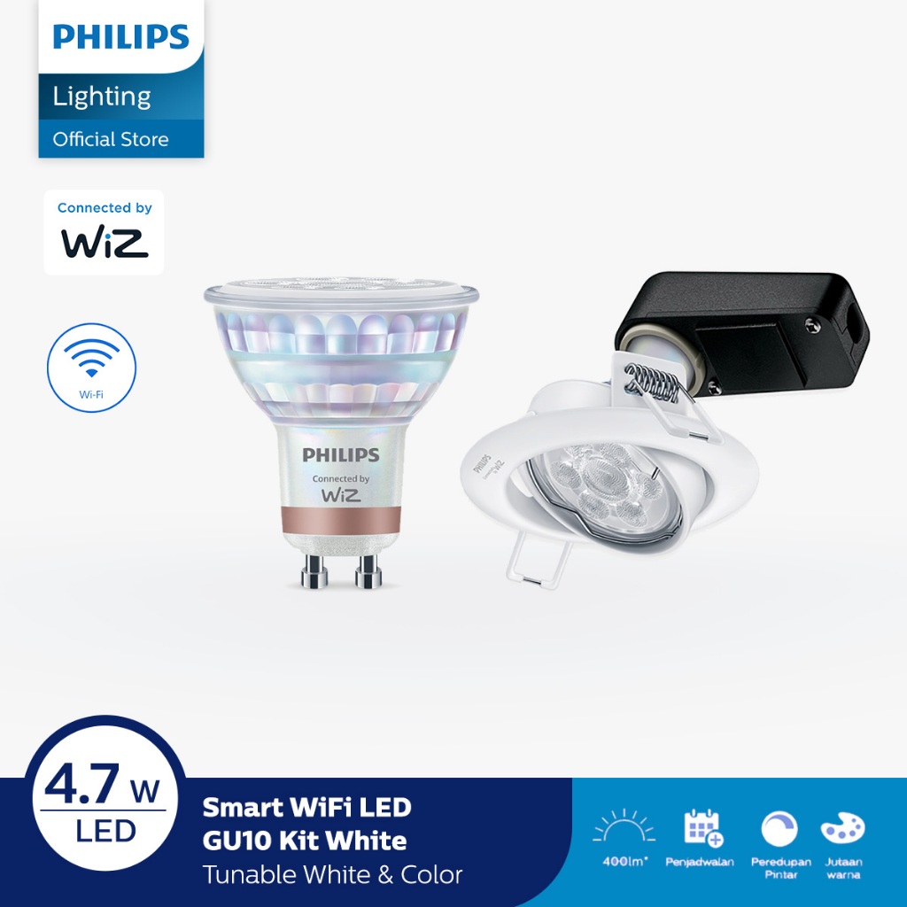 Philips Lampu Sorot Smart WiFi LED 4.7W GU10 RGB Kits Putih