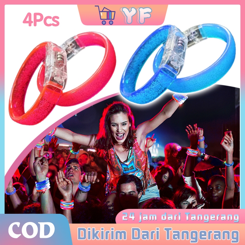 4Pcs Gelang Led Konser Lari Malam Lampu Gelang Pesta Gelang Lampu Led Gelang Bercahaya