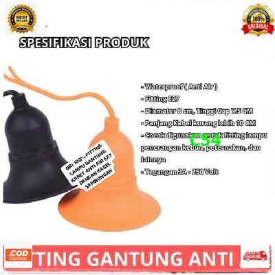 C54 FITTING LAMPU E27 WD KARET ANTI PECAH ANTI AIR TOPI WATERPROOF PJU FITING JALAN PLAFON GANTUNG A
