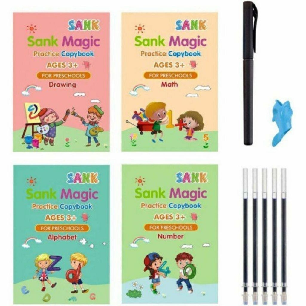 

buku belajar 1 set dapat 4 buku pena Magic Practice Book