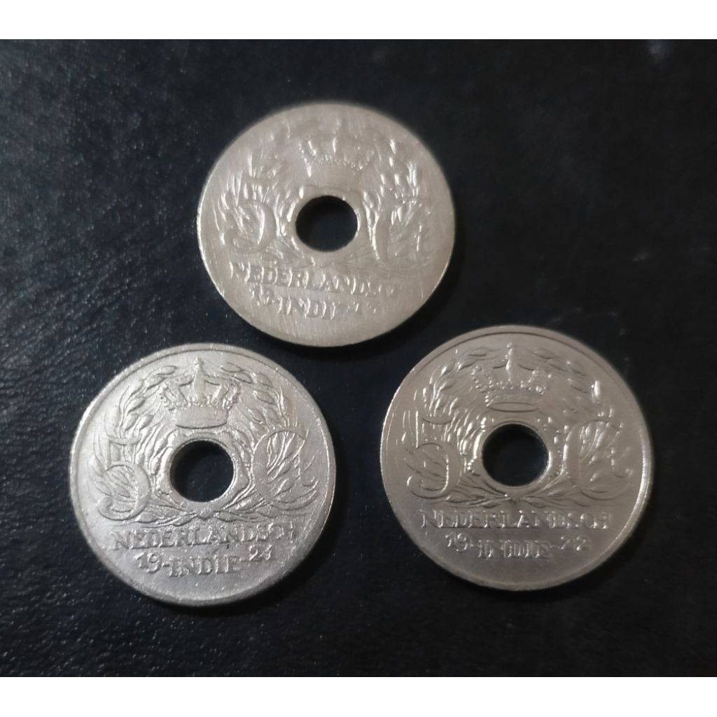 3 keping set koin 5 sen bolong tahun 1913/1921/1922