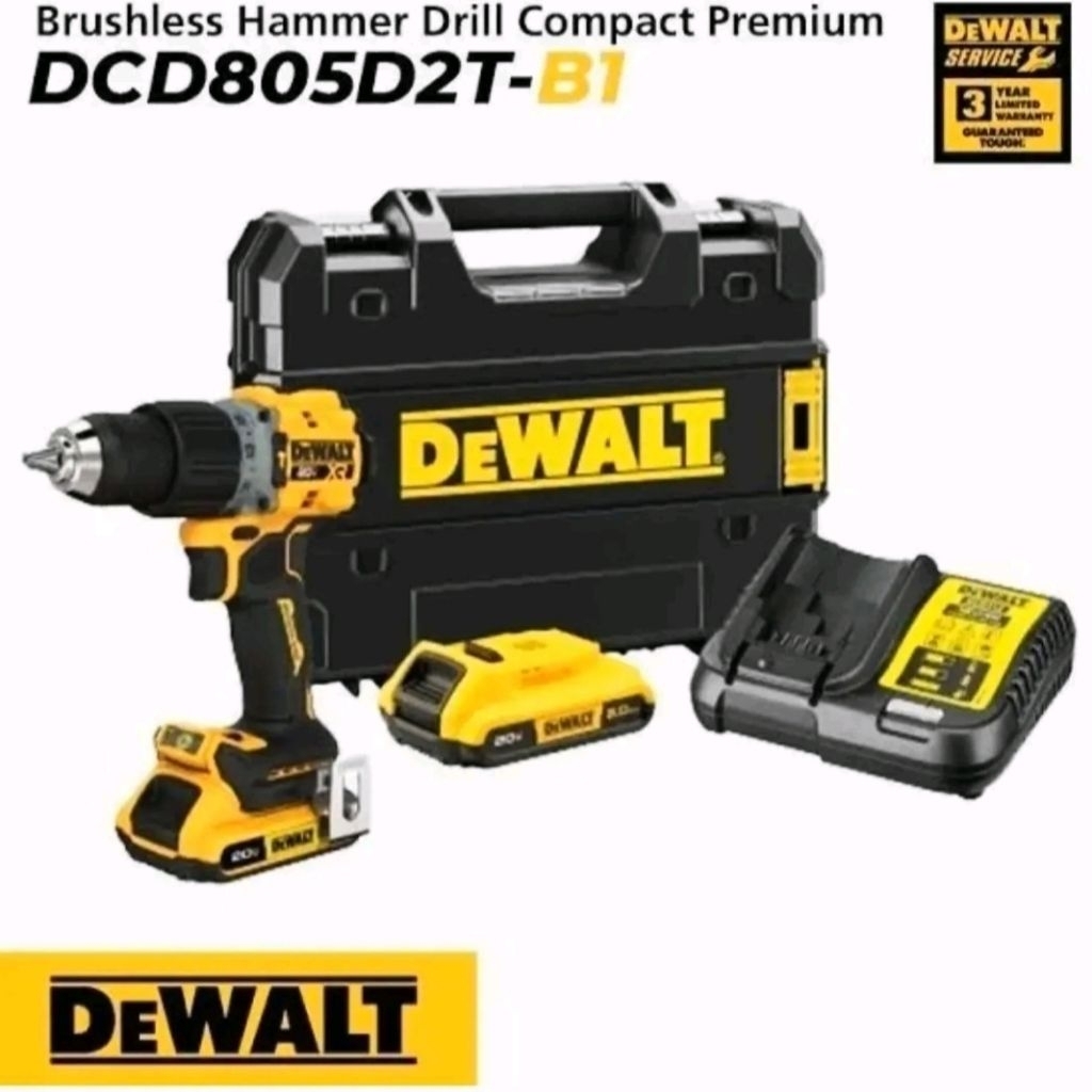 DEWALT DCD805D2T Hammer Drill Cordless 20V Mesin Bor  Dewalt Dcd805