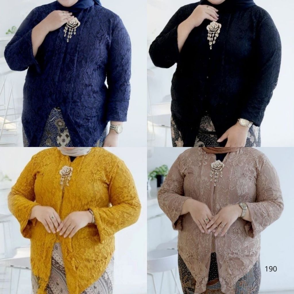 Kebaya Brokat Jumbo Ld 120 / Kebaya Brokat Floy Katini Brokat Hitam/Kebaya Kondangan Jumbo Wanita
