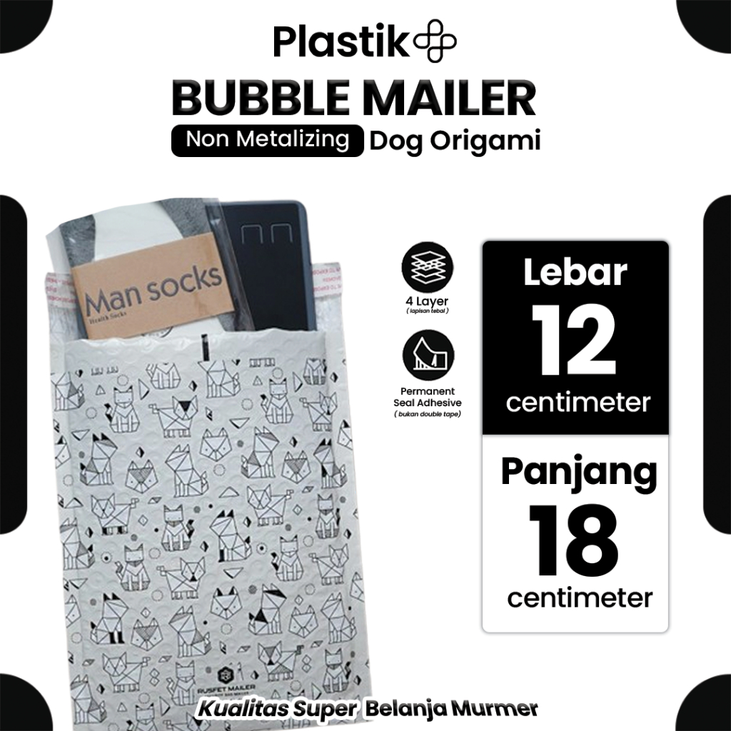 

Amplop Bubble Mailer Bubble Packing Murah Varian Dog Origami 12x18cm