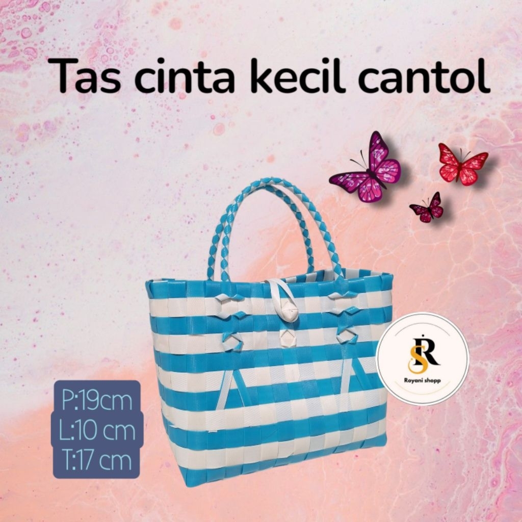 Tas anyaman cinta kecil cantol/tas anyaman plastik/tas hampers/tas sovenir