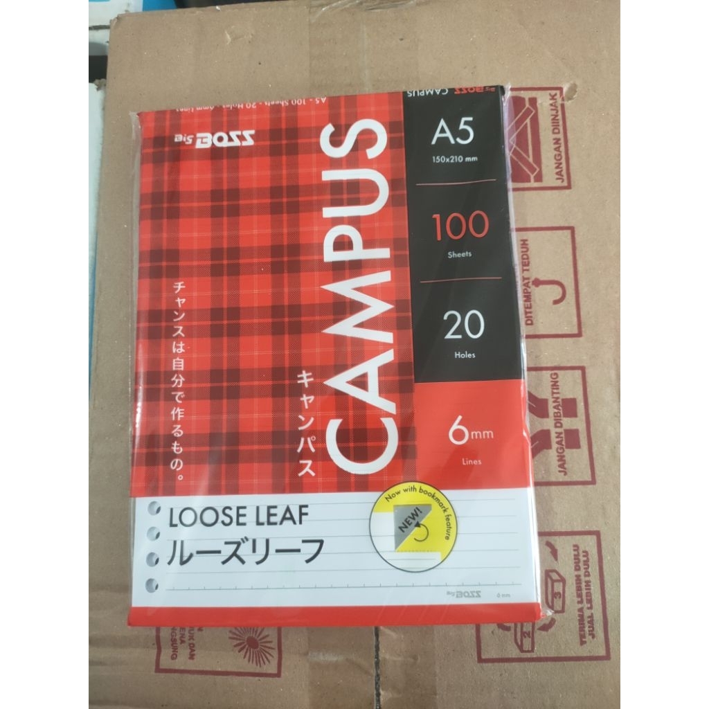 

kertas isi binder ukuran A5 isi 100 lembar merk bog boss