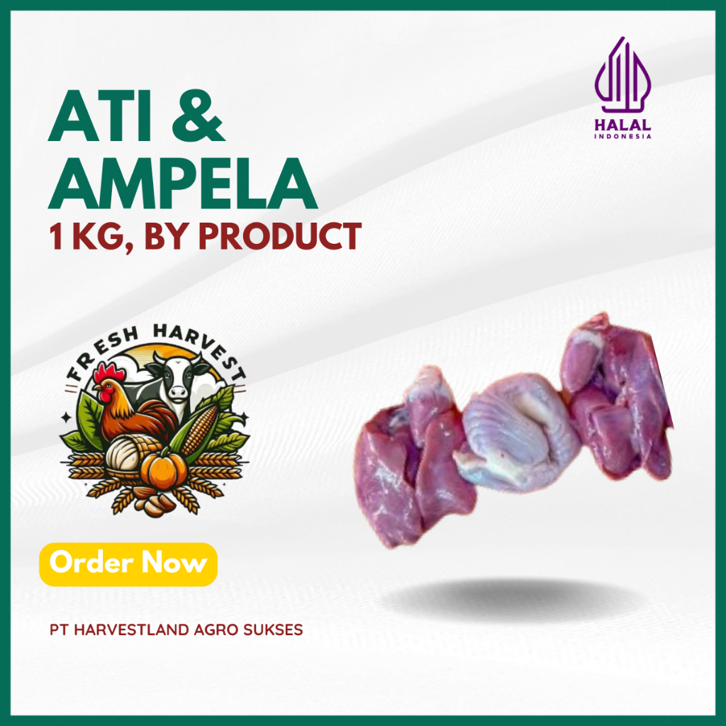 

Ati/ Ampela / Jantung Ayam BERSIH (FRESH & FROZEN) kemasan 1 Kg HARVESTLAND