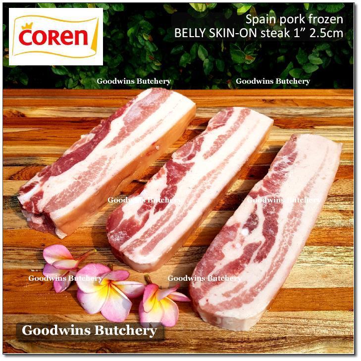 

Samcan babi berkulit STEAK 2.5cm pork belly skin on DUROC SELECTA