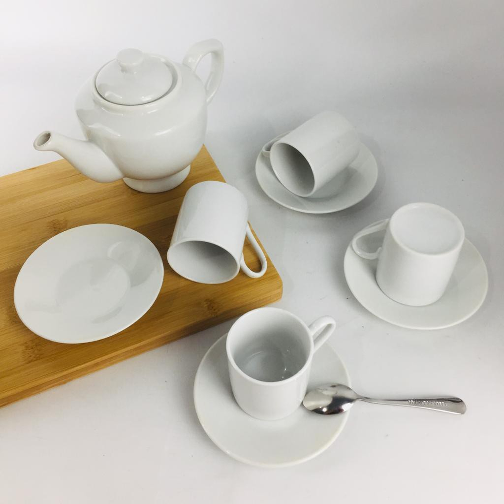 HSM Teko Set Keramik Polos putih