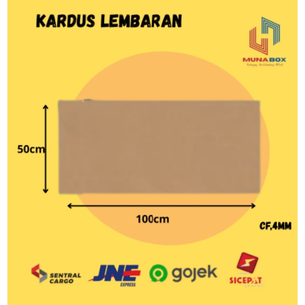 

Ready Karton Kardus Lembaran Sheet 100x50cm Single wall