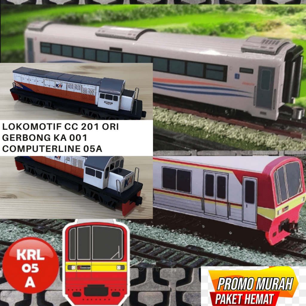 PAKET HEMAT Mainan Anak Miniatur kereta api satu set loko gerbong dan krl.