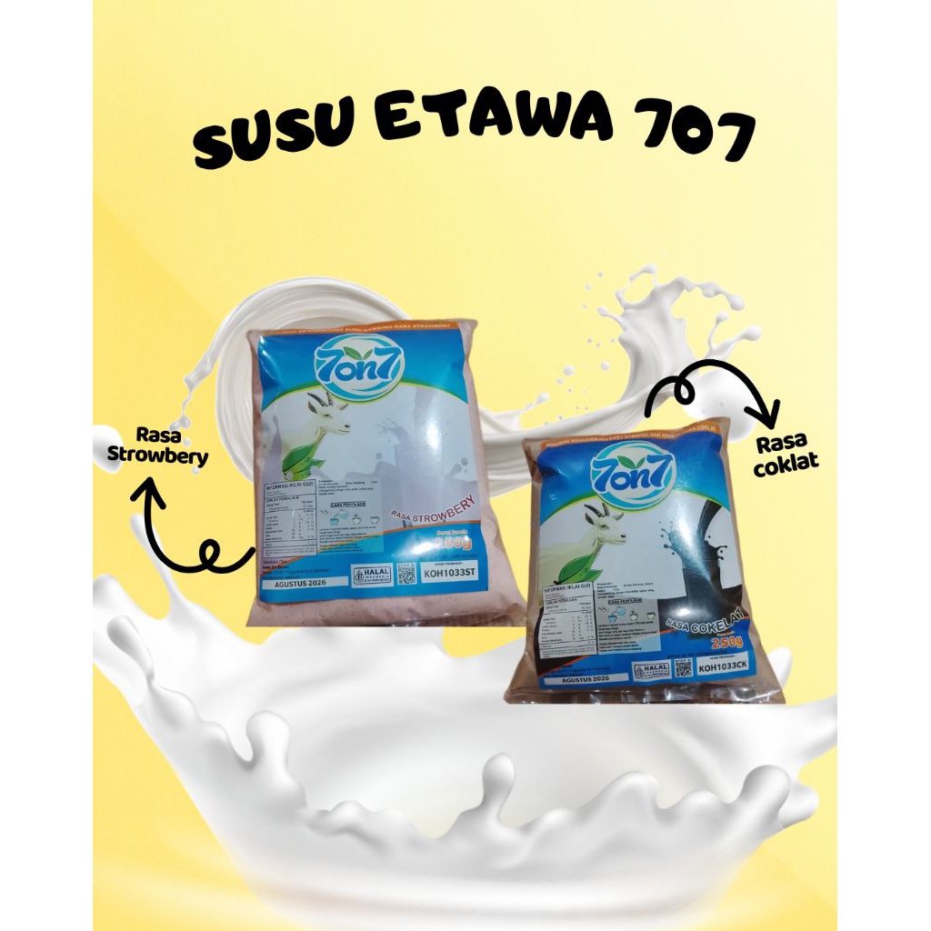 

SUSU KAMBING ETAWA 707 RASA COKLA& STROWBERY 250gr HALAL BPOM