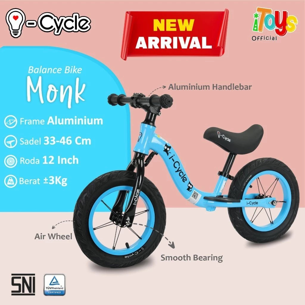 Balance Bike ICYCLE Monk (PH-2404) | Push Bike | Sepeda Keseimbangan Anak | Sepeda Tanpa Pedal