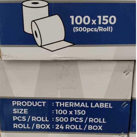 

1 DUS AWL LABEL STICKER THERMAL 100 X 150 500 PCS ISI 24 ROLL