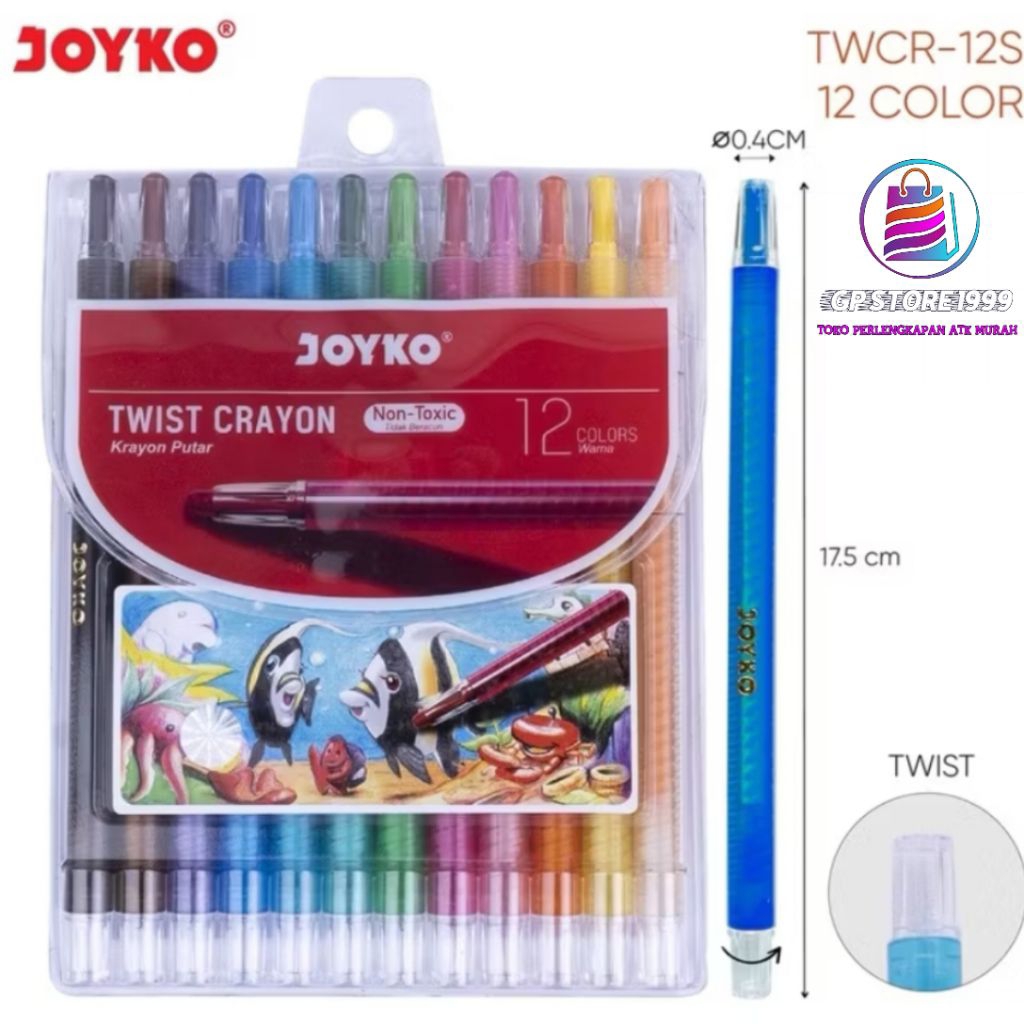 

Krayon Putar Twist Crayon Panjang Joyko TWCR-128 Warna Panjang