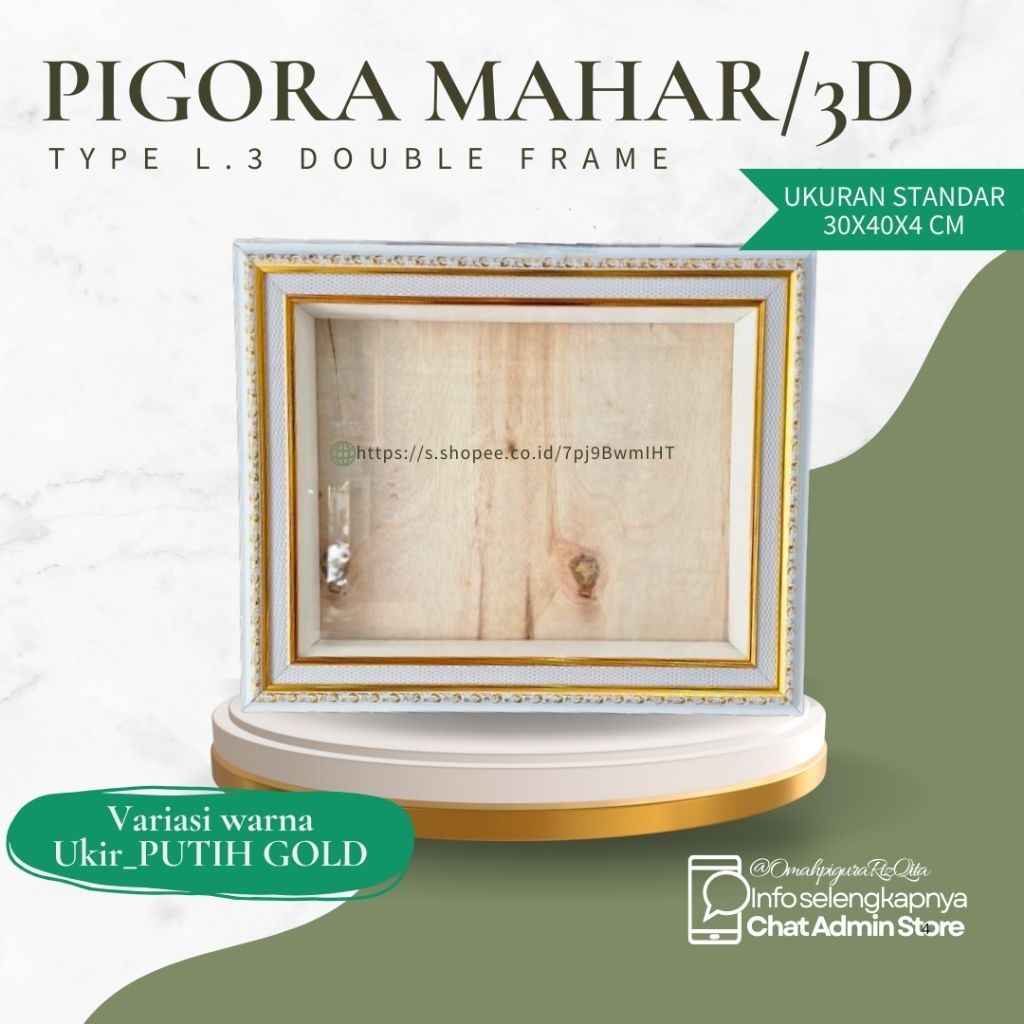 [30x40x4cm] L.3D | pigura Mahar / pigura 3D / Pigura Box Kaca | Lebar 3 Double frame