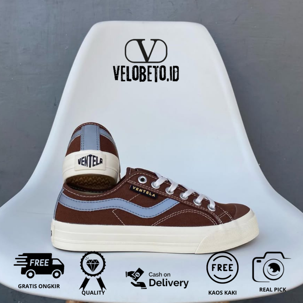 Bonus Kaos Kaki Ventela / Sepatu Ventela New Public Brown / Sepatu Keren Pria Wanita