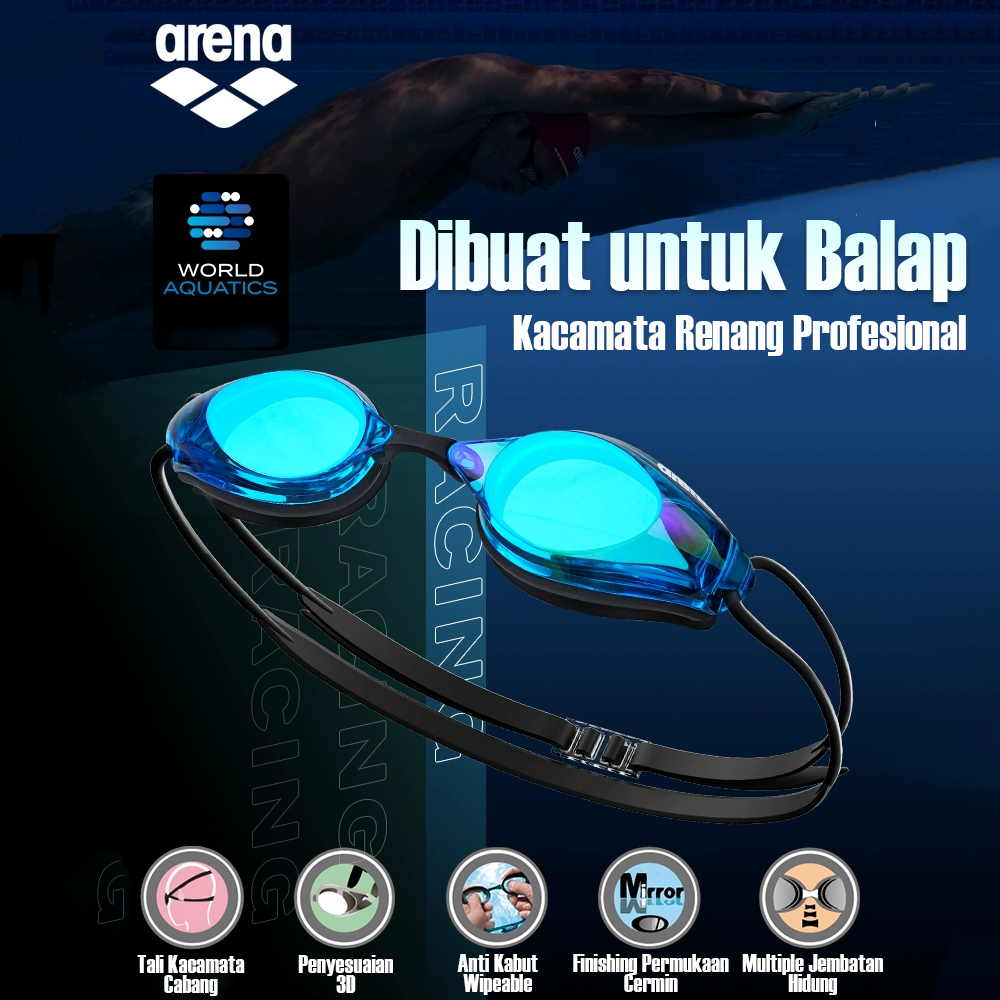 ARENA Kacamata Renang Impor Ori - HD Anti Kabut Anti Air Profesional Perlombaan Dewasa Pria Wanita